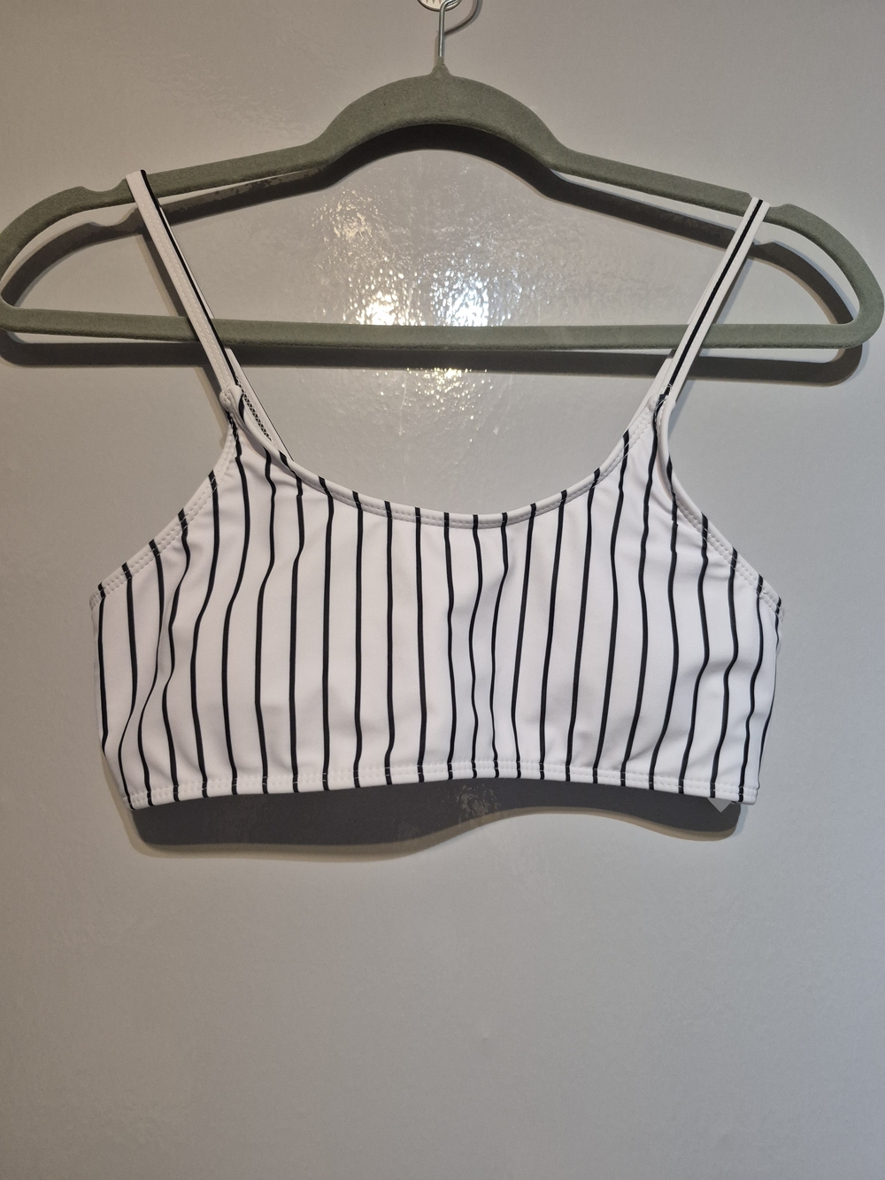 SHEIN White Cami Bralette with Black Pinstripes